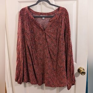 Croft & Barrow maroon, long sleeve top; n orange floral, size 2X